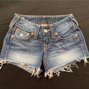 True Religion KEIRA Denim Cut Off Jean Shorts S 24